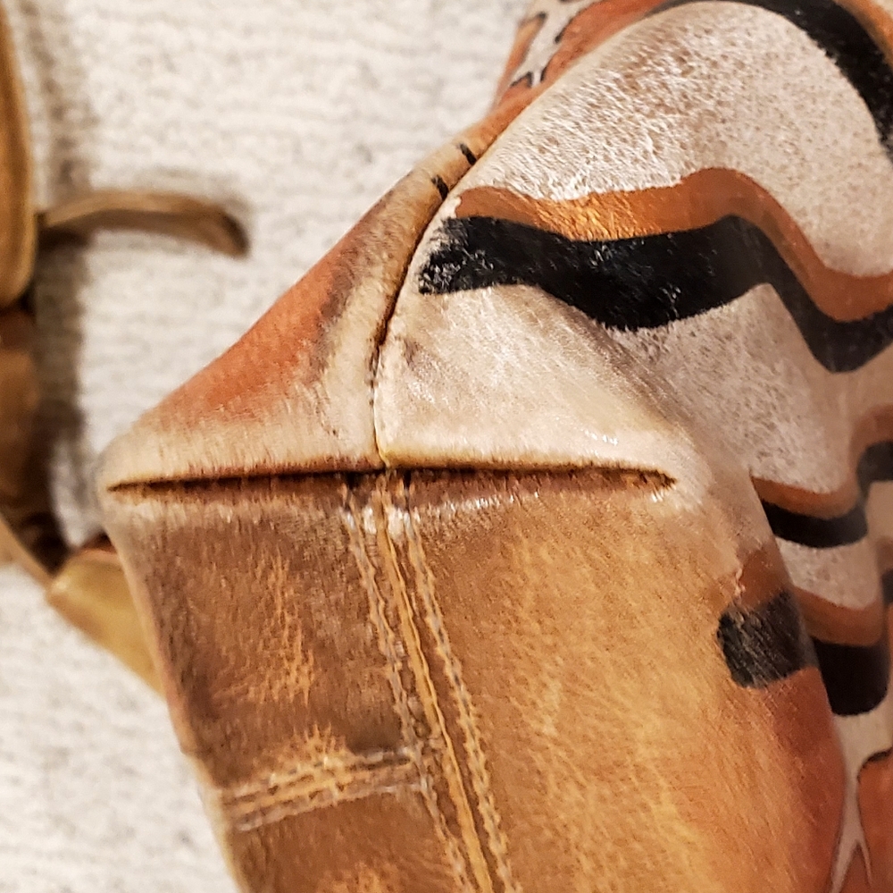 Anuschka Signed Leather Handpainted African Safari+Animal Prints Shoulder Bag - Picture 13 of 16